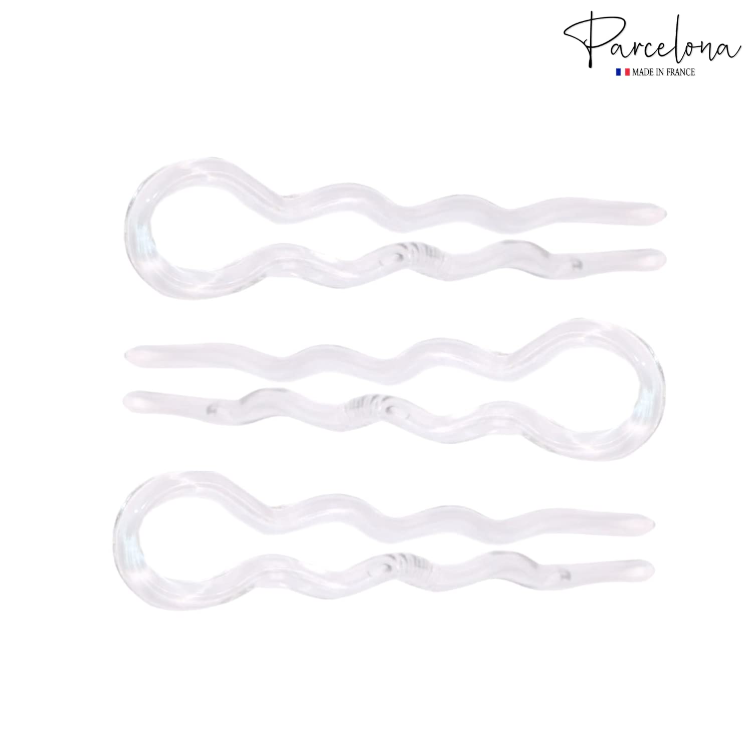 Parcelona French Slick Medium Celluloid Acetate Wavy U Shaped Hair Pin for Women