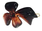 Parcelona French Lunaria Small Shell Black Celluloid Snap on Hair Pin Barrette-ebuyfashion.com-ebuyfashion.com