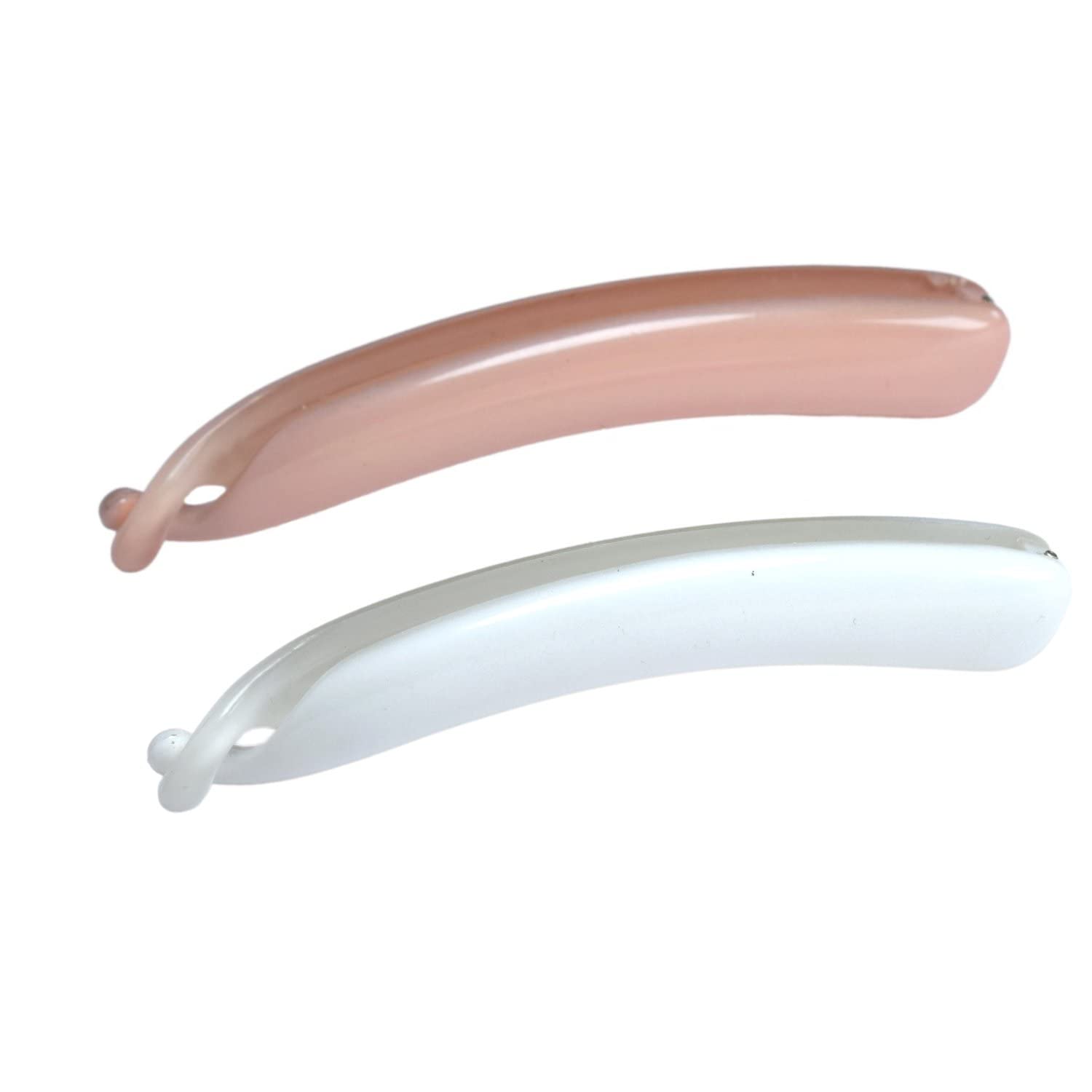 Parcelona French Small 3.75” Cellulose Set of 2 Banana Hair Clips for Women
