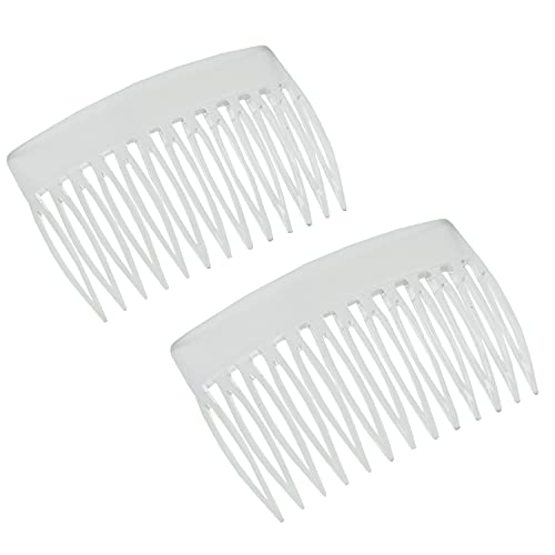 Parcelona French Bold Edge Clear Small Cellulose 13 Teeth Side Hair Combs- 2Pcs