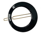 Parcelona French Circle Set of 2 Black Round Snap on Hair Clip Barrette
