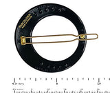 Parcelona French Circle Set of 2 Black Round Snap on Hair Clip Barrette