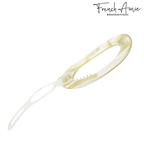 French Amie Oval Cut Out Small Handmade Cellulose Snap Hair Barrette for Women