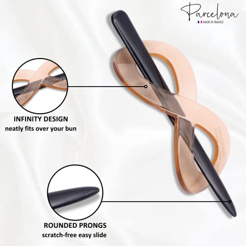 Parcelona French Infinity Medium Cellulose Hair Slider Bun Cover for Women
