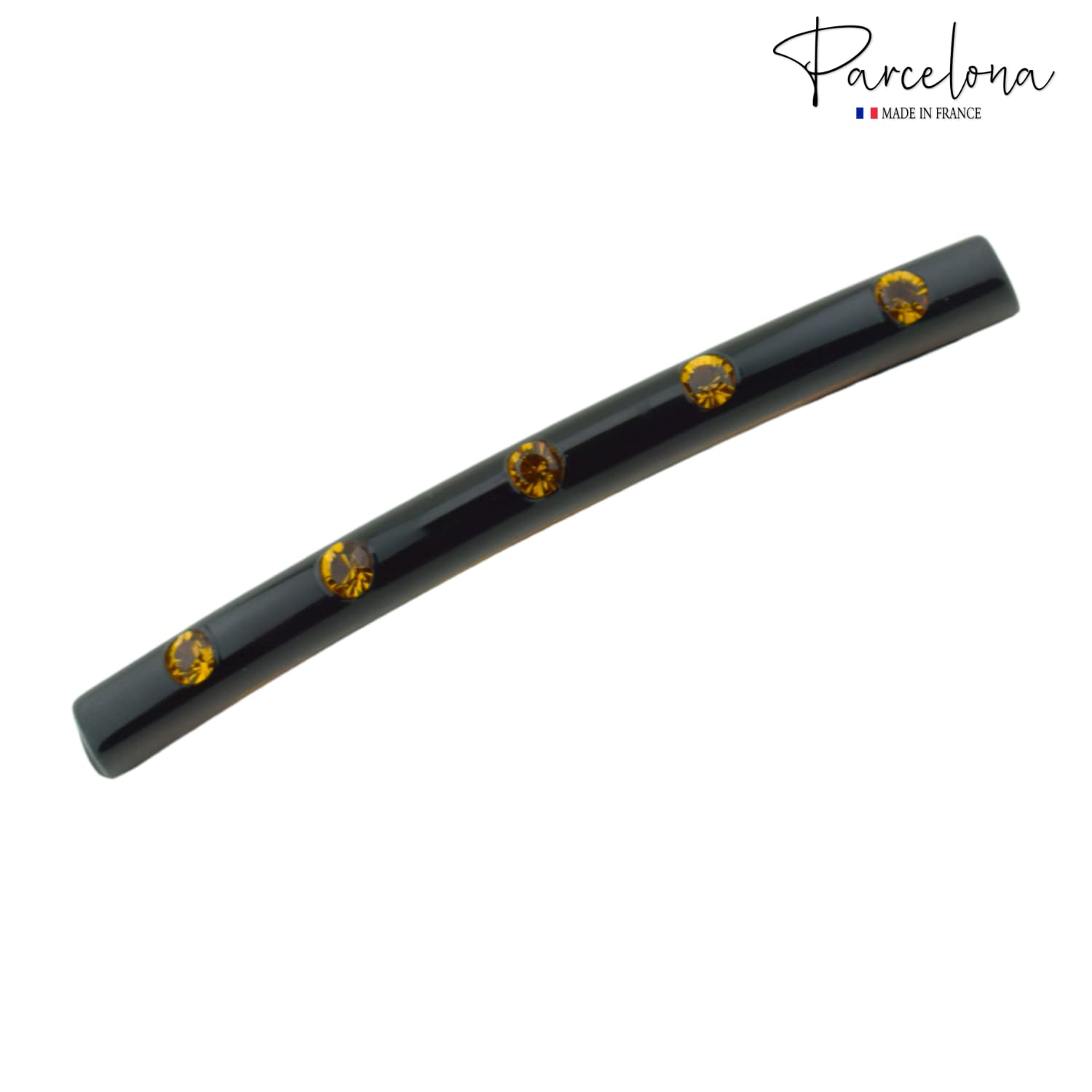 Parcelona French Long Narrow Crystals Large Cellulose Acetate Hair Clip Barrette