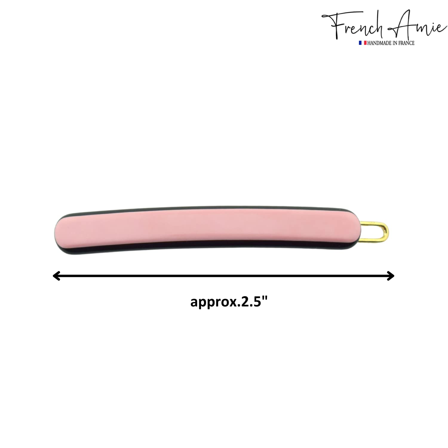 French Amie Rounded Oblong Small 2.5" Tige Boule Metal Clasp Hair Barrettes