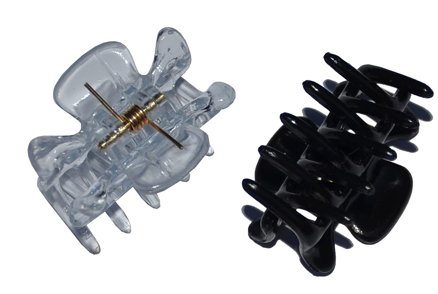 Parcelona French Petite Set of 4 Mini Claw Black N Clear Cellulose Jaw Hair Claw