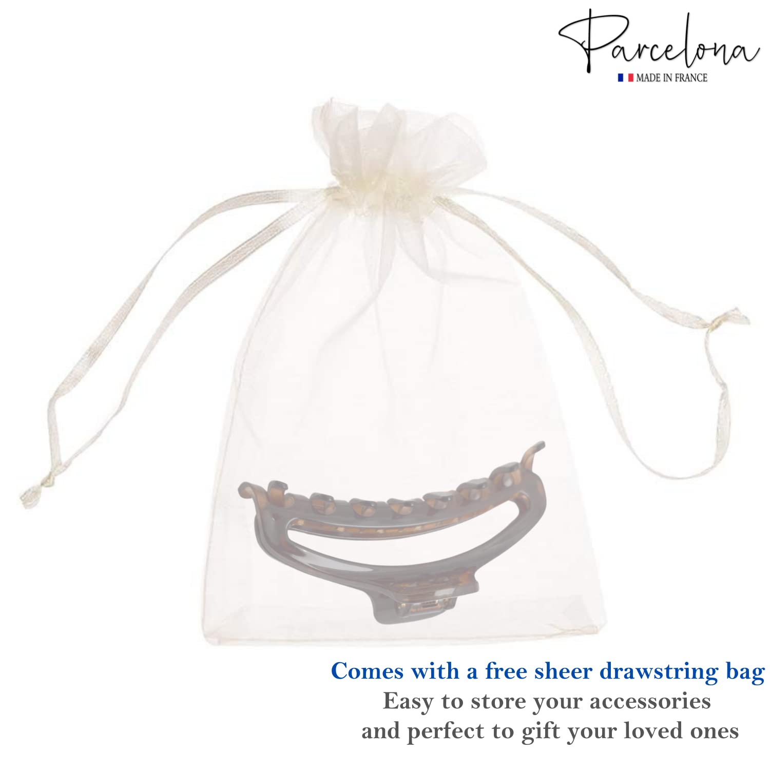 Parcelona French Slim Medium Shell Cellulose Jaw Hair Claw Clip for Women