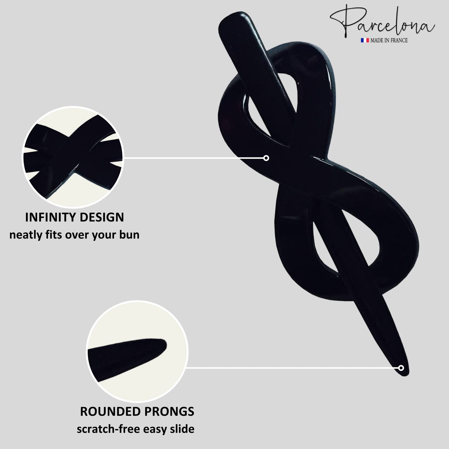 Parcelona French Infinity Medium Cellulose Hair Slider Bun Cover for Women