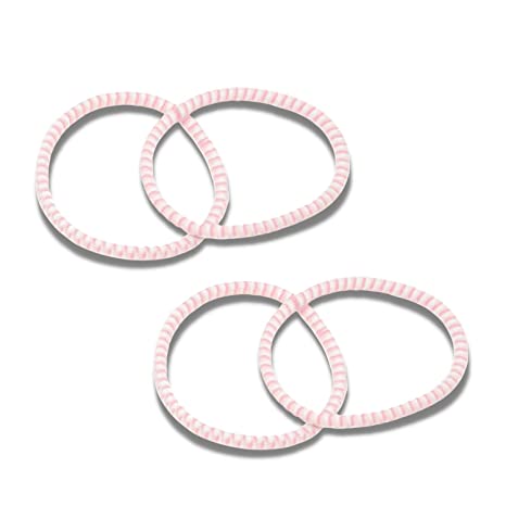 Parcelona Thin Stripes Set of 4 Ponytail Holder Elastic Hair Ties for Women