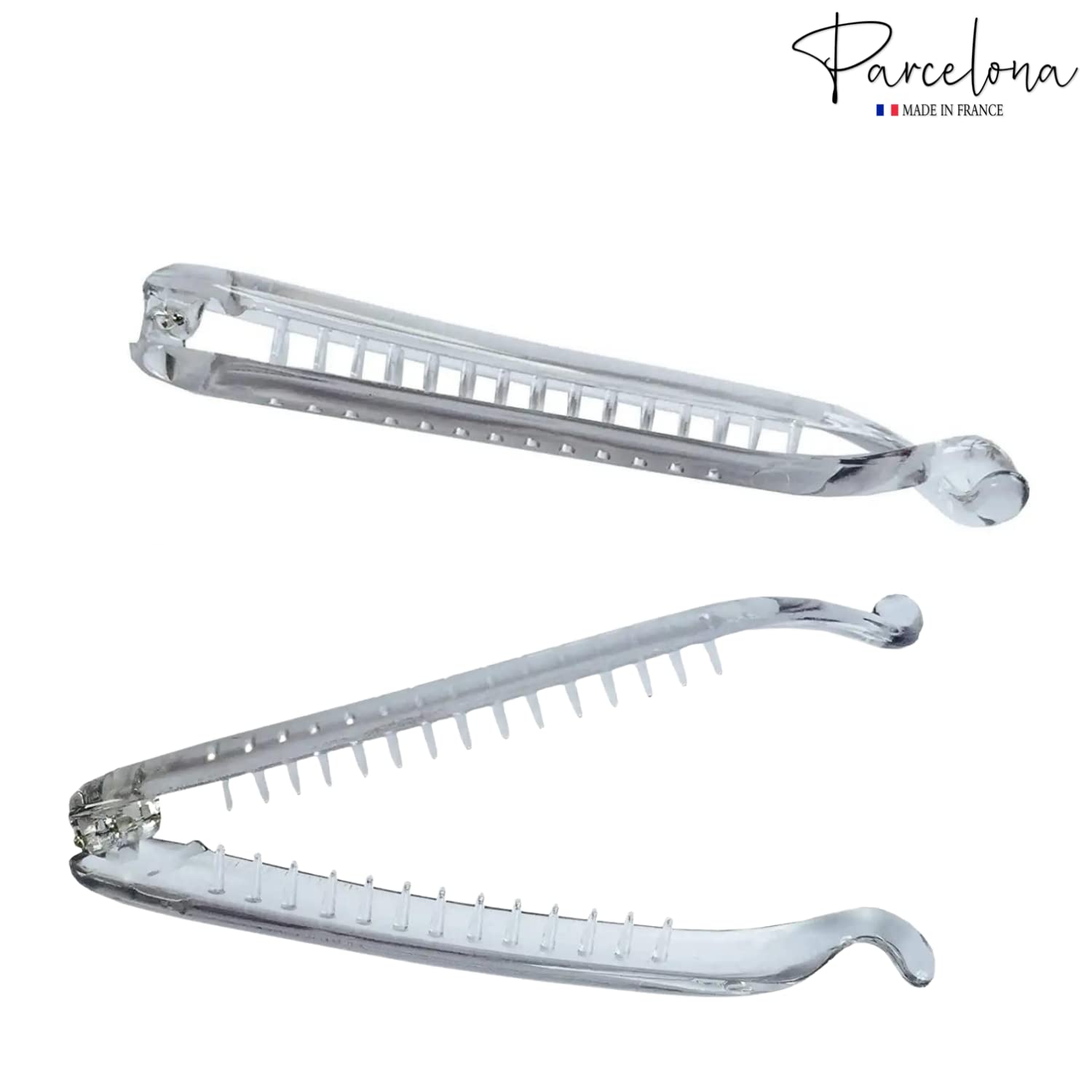 Parcelona French Small 3.75” Cellulose Set of 2 Banana Hair Clips for Women
