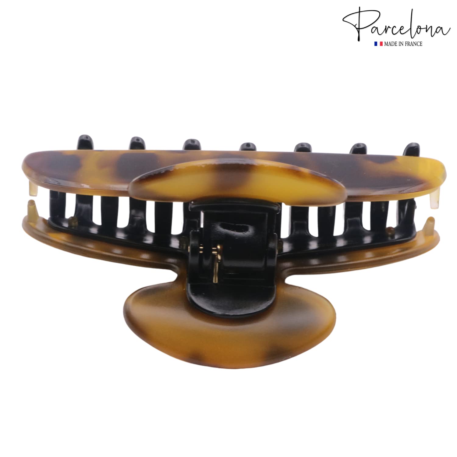 Parcelona French Glossy Oval Medium 3.5" Cellulose No Slip Hair Claw for Women