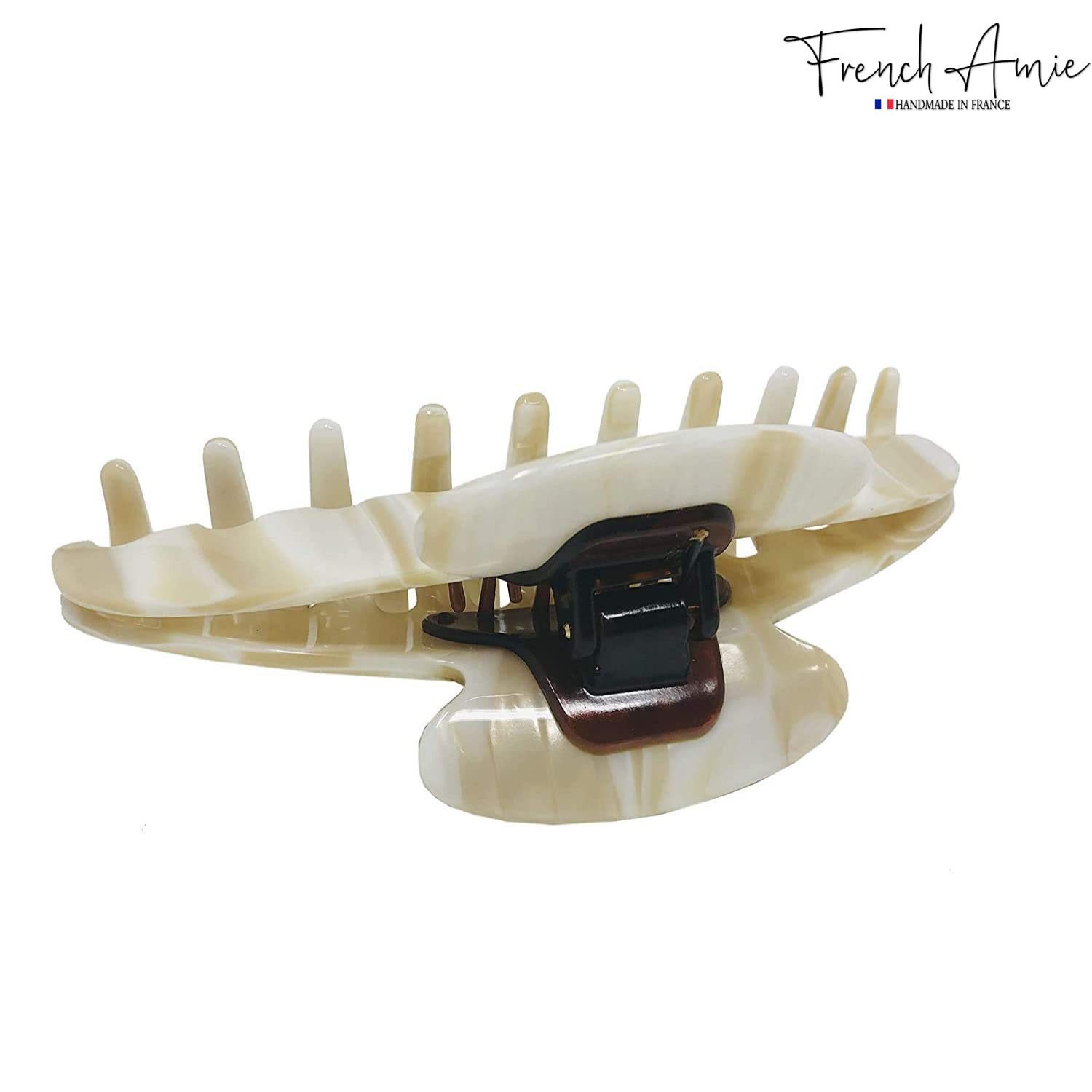 French Amie Contour Large 4 ¾” Cellulose Handmade Jaw Hair Claw Clip for Women