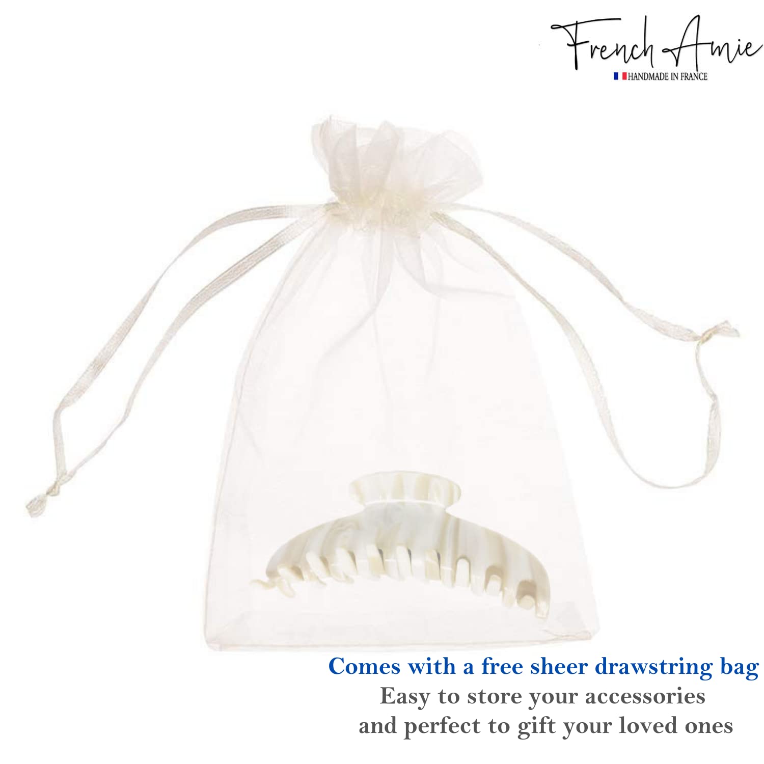 French Amie Contour Large 4 ¾” Cellulose Handmade Jaw Hair Claw Clip for Women