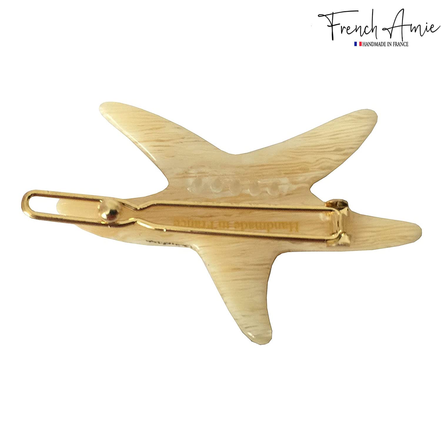 French Amie Star Small Cellulose Handmade Hair Slide Barrette With Snap Clips