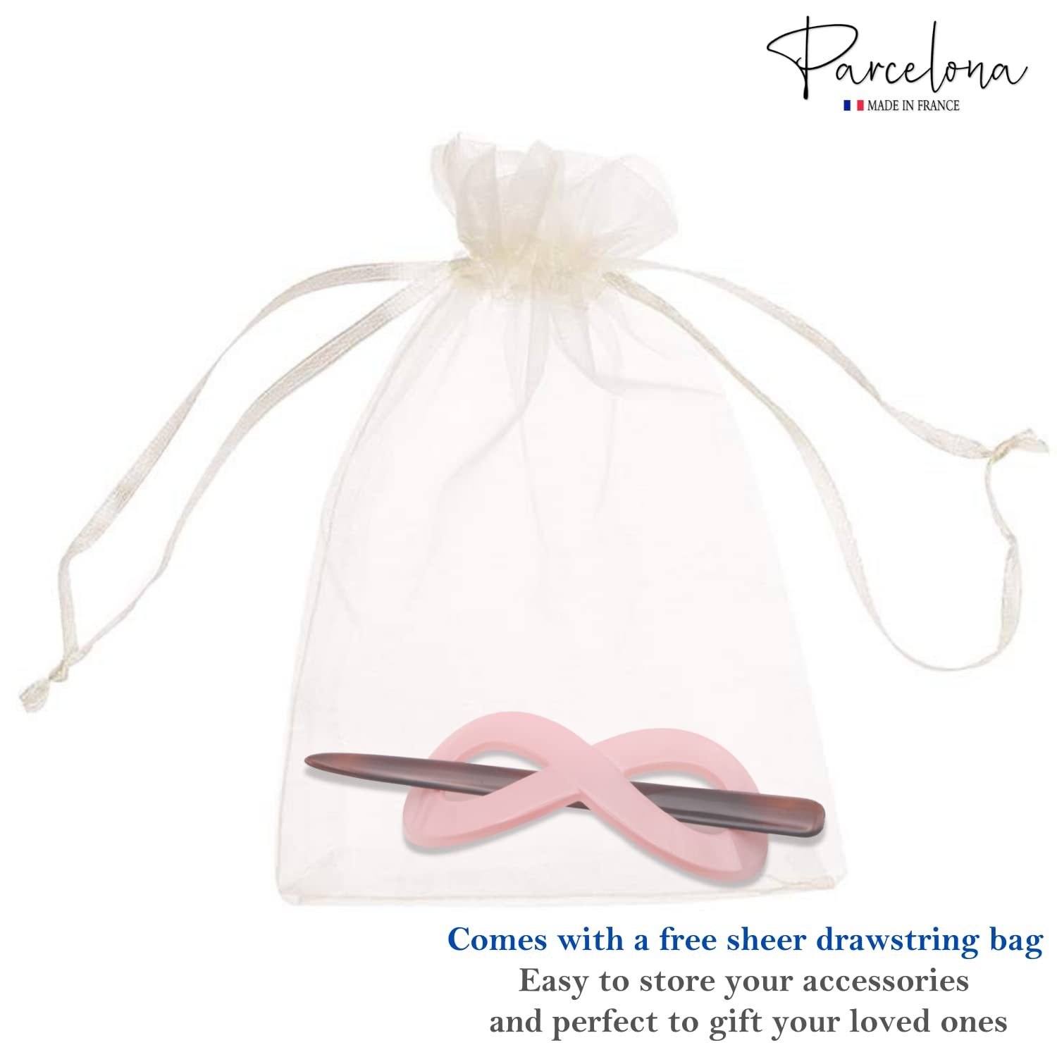 Parcelona French Infinity Medium Cellulose Hair Slider Bun Cover for Women