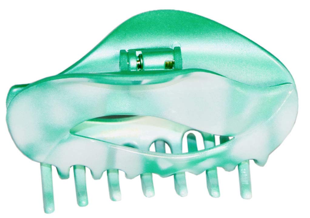 Parcelona French Swift Mint Green and White Medium Hair Claw