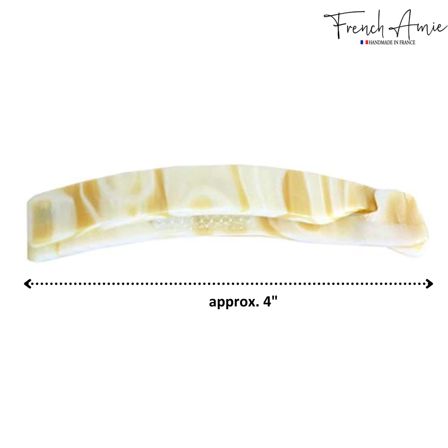 French Amie Elongated Curve 4" Cellulose Handmade Banana Hair Clip for Women