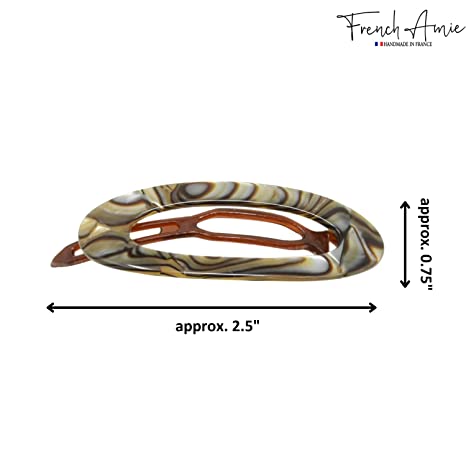 French Amie Oval Cut Out Small Handmade Cellulose Snap Hair Barrette for Women