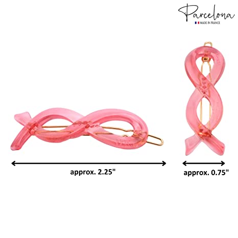 Parcelona French Infinity Ribbon Small Cellulose Hair Barrettes for Women(2 Pcs)