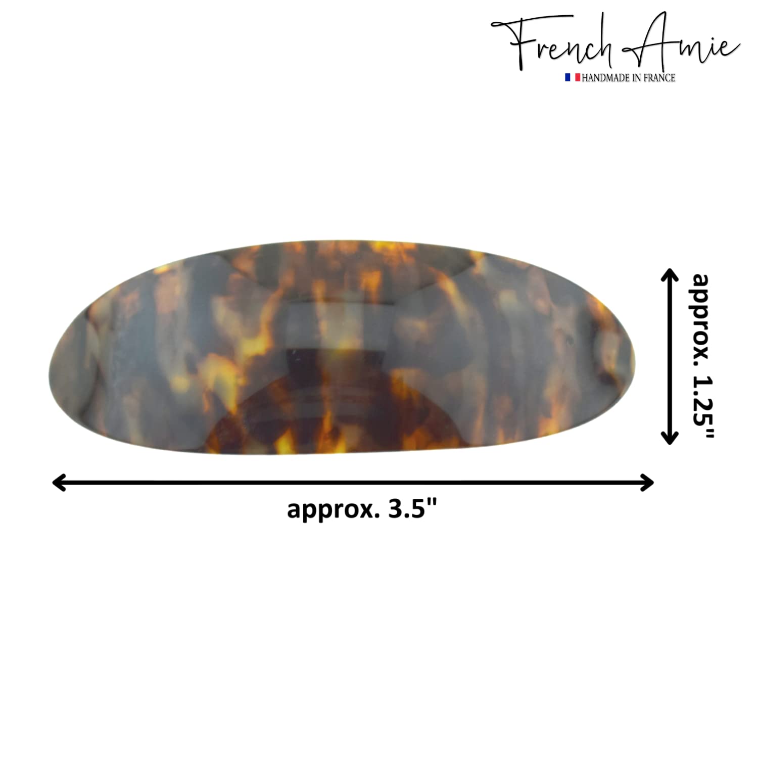 French Amie Oval Volume Large Cellulose Handmade Barrette(Shaded Yellow Tokyo)