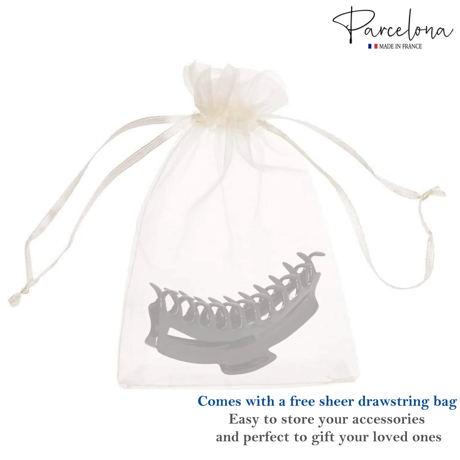 Parcelona French Bend Narrow Extra Large Jumbo Black Jaw Hair Claw Clip