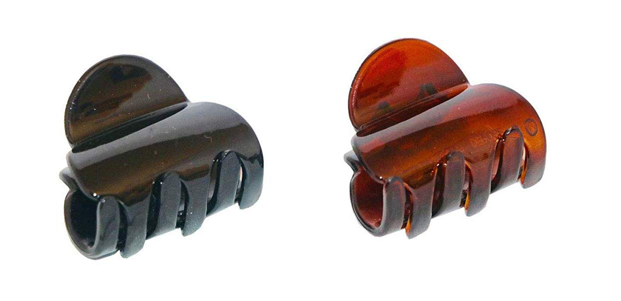 Parcelona French Duo Plain Shell And Black Cellulose Set of 2 Small Hair Claws