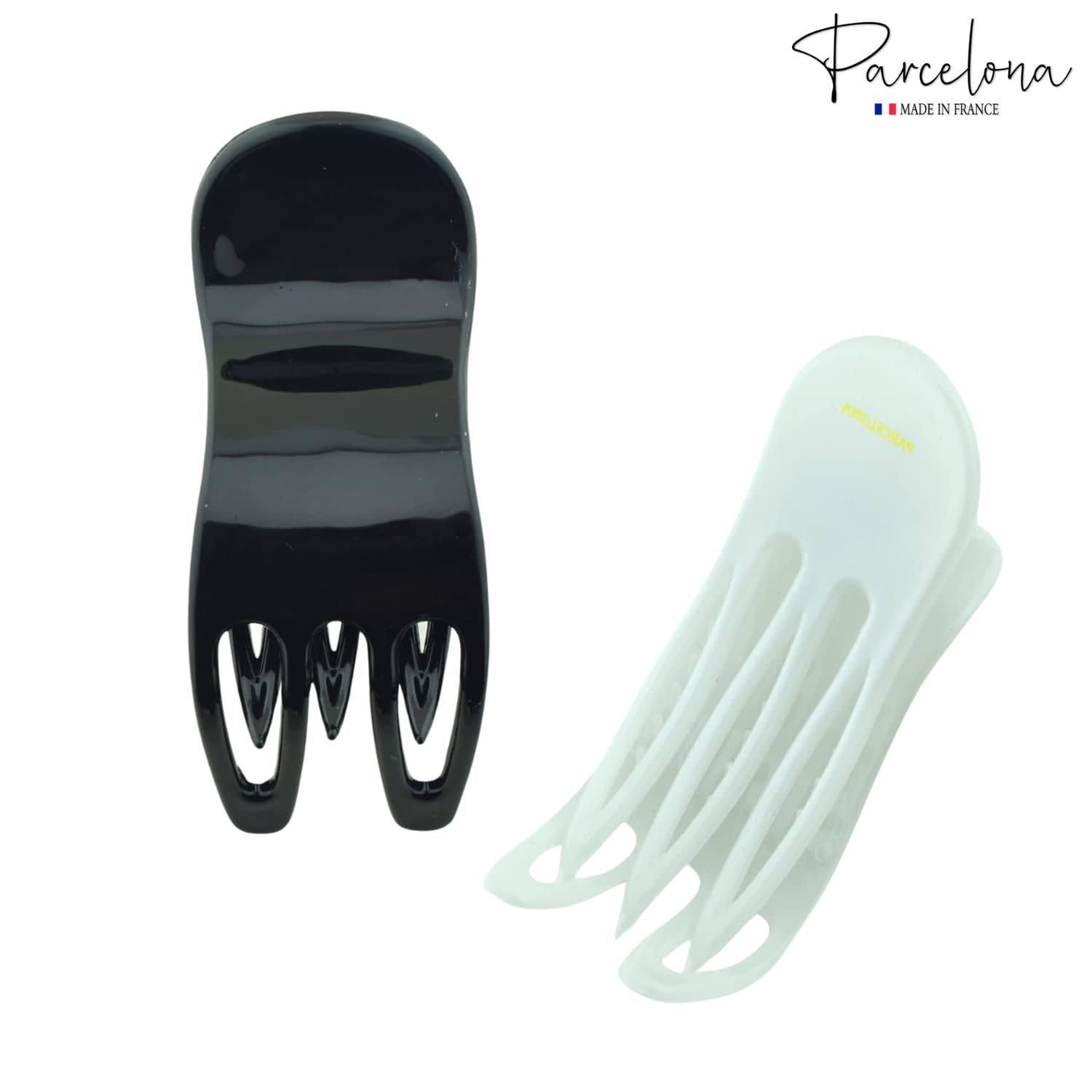 Parcelona French Simply Bear Paw Medium 3” Cellulose Set of 2 Hair Claw Clips