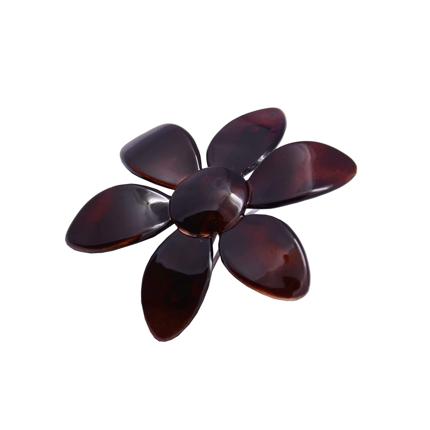 Parcelona French Daisy Tortoise Shell Brown Cellulose Hair Clip Barrette