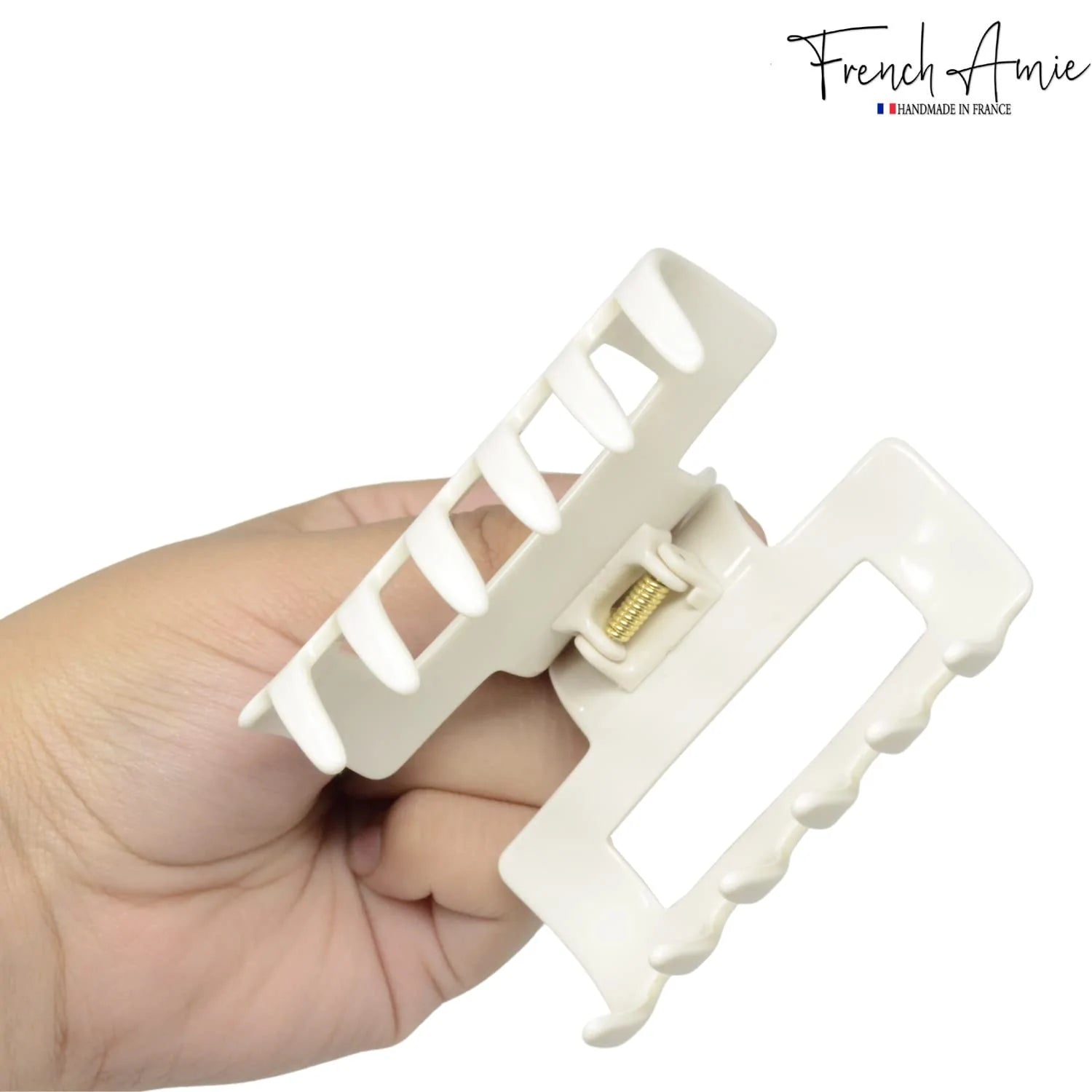 French Amie Geo Medium 3 1/4" Cellulose Acetate Handmade Jaw Hair Claw Clip Women