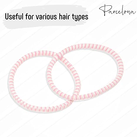 Parcelona Thin Stripes Set of 4 Ponytail Holder Elastic Hair Ties for Women