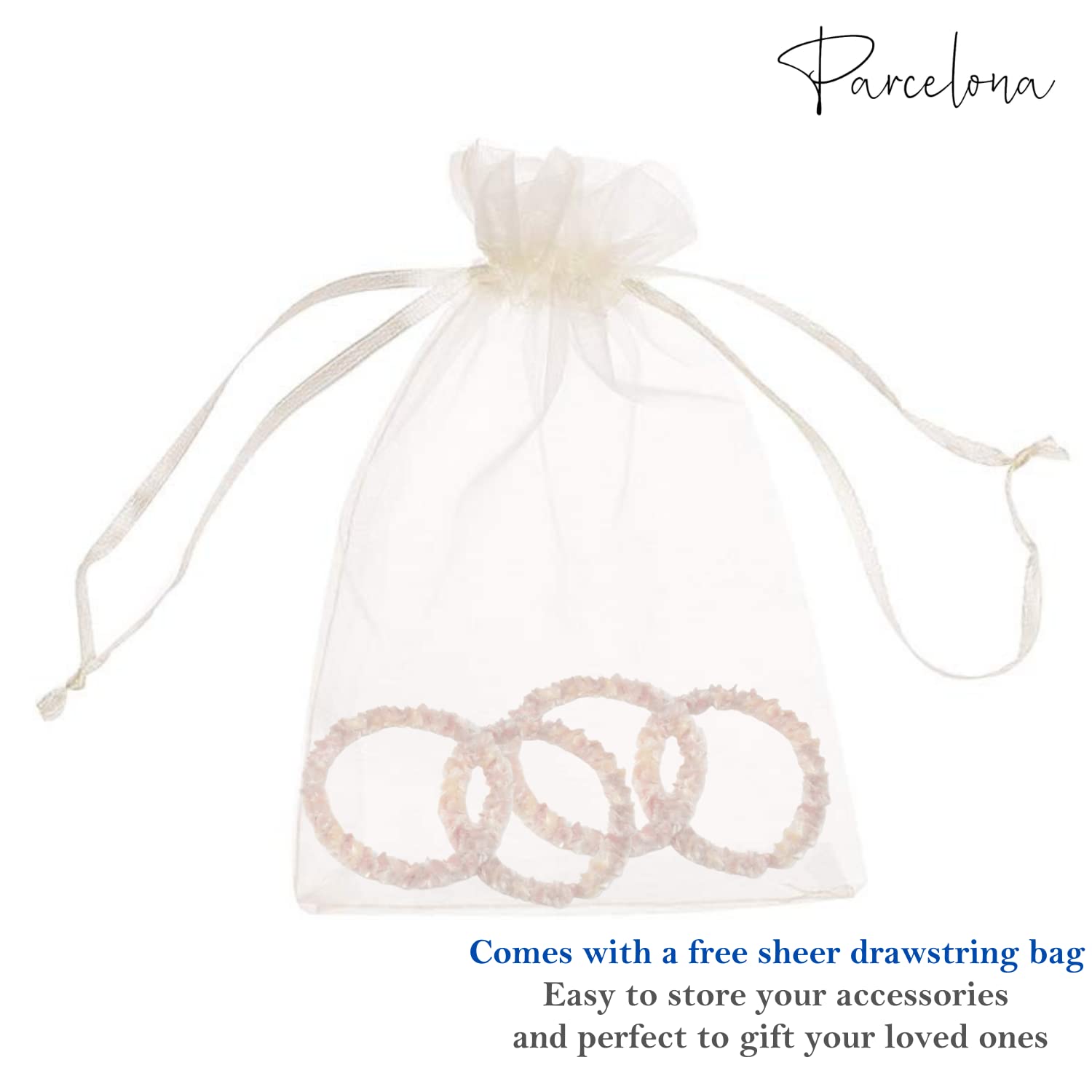 Parcelona Flexible Set of 4 Chenille Ponytail Holder Elastic Hair Ties