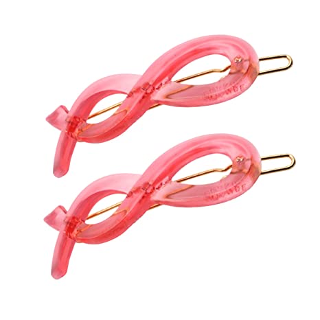 Parcelona French Infinity Ribbon Small Cellulose Hair Barrettes for Women(2 Pcs)