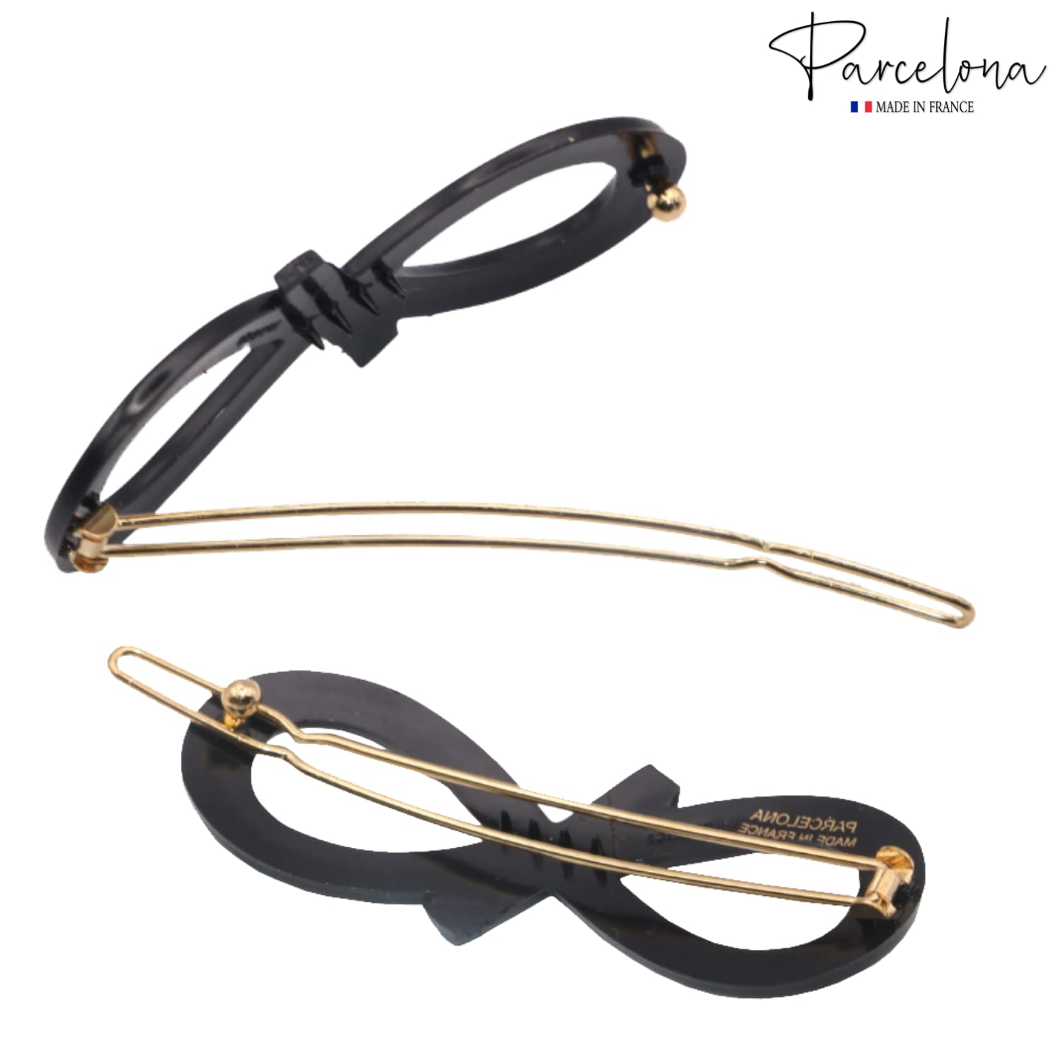 Parcelona French Ribbon Knot Infinity Small Cellulose Hair Barrettes for Women