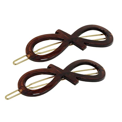 Parcelona French Ribbon Knot Infinity Small Cellulose Hair Barrettes for Women
