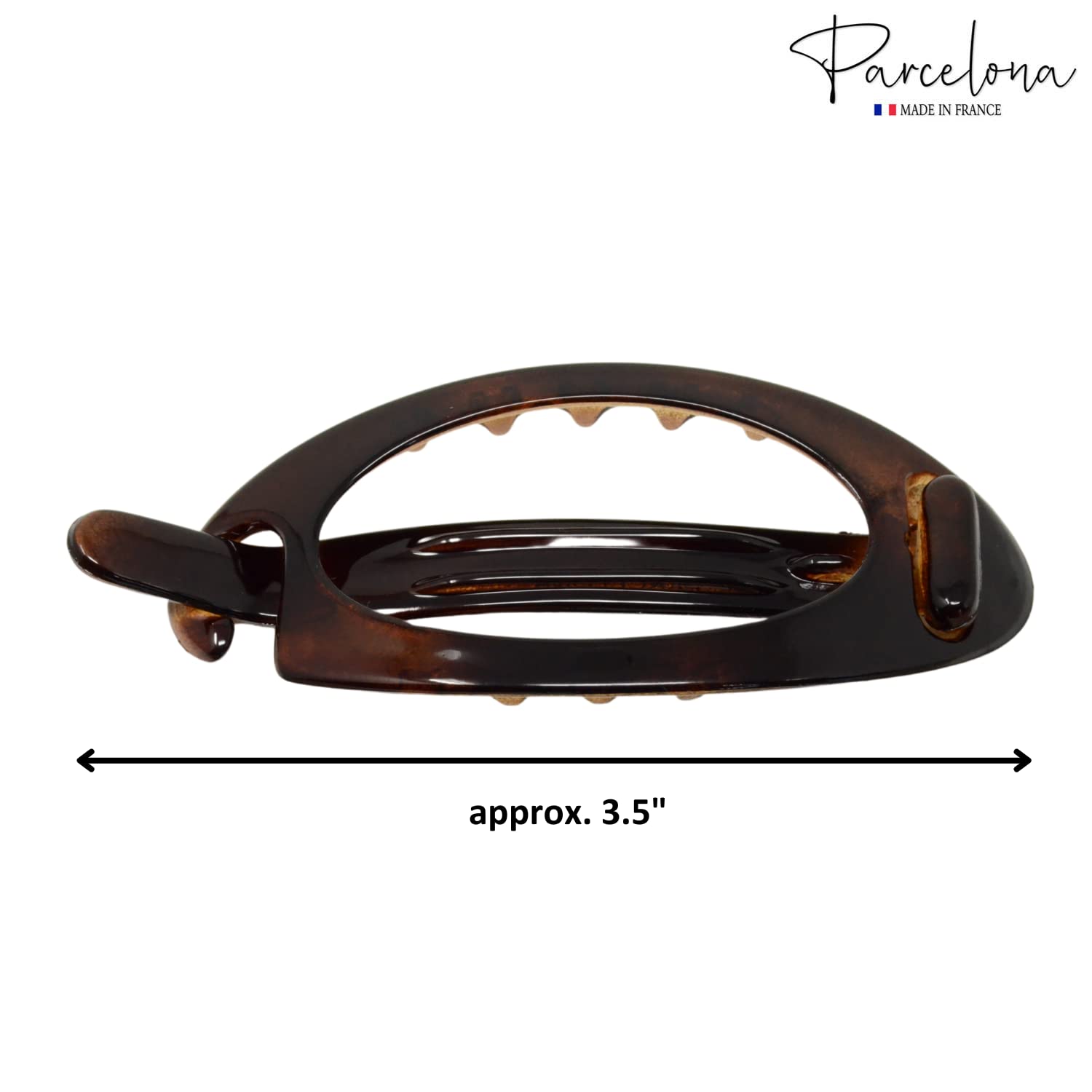 Parcelona French Plain Oval Small Cellulose Metal Free Hair Barrette for Women