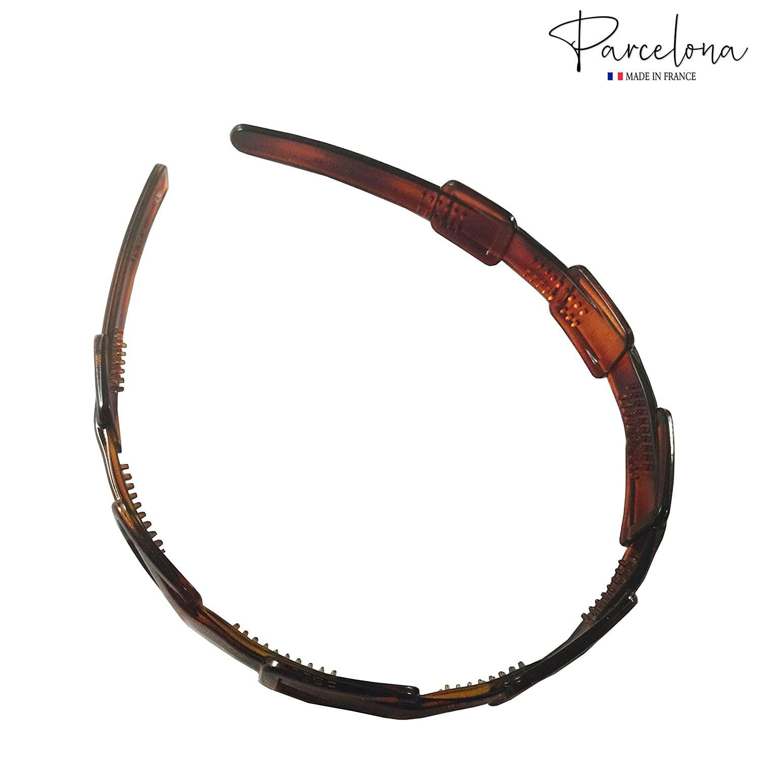 Parcelona French Spacer Shell Brown Celluloid Flexible Hair Headband