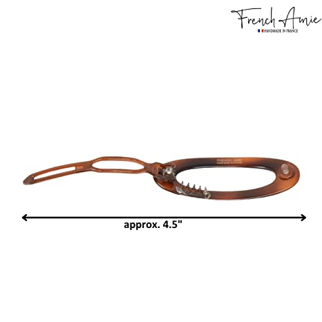 French Amie Oval Cut Out Small Handmade Cellulose Snap Hair Barrette for Women