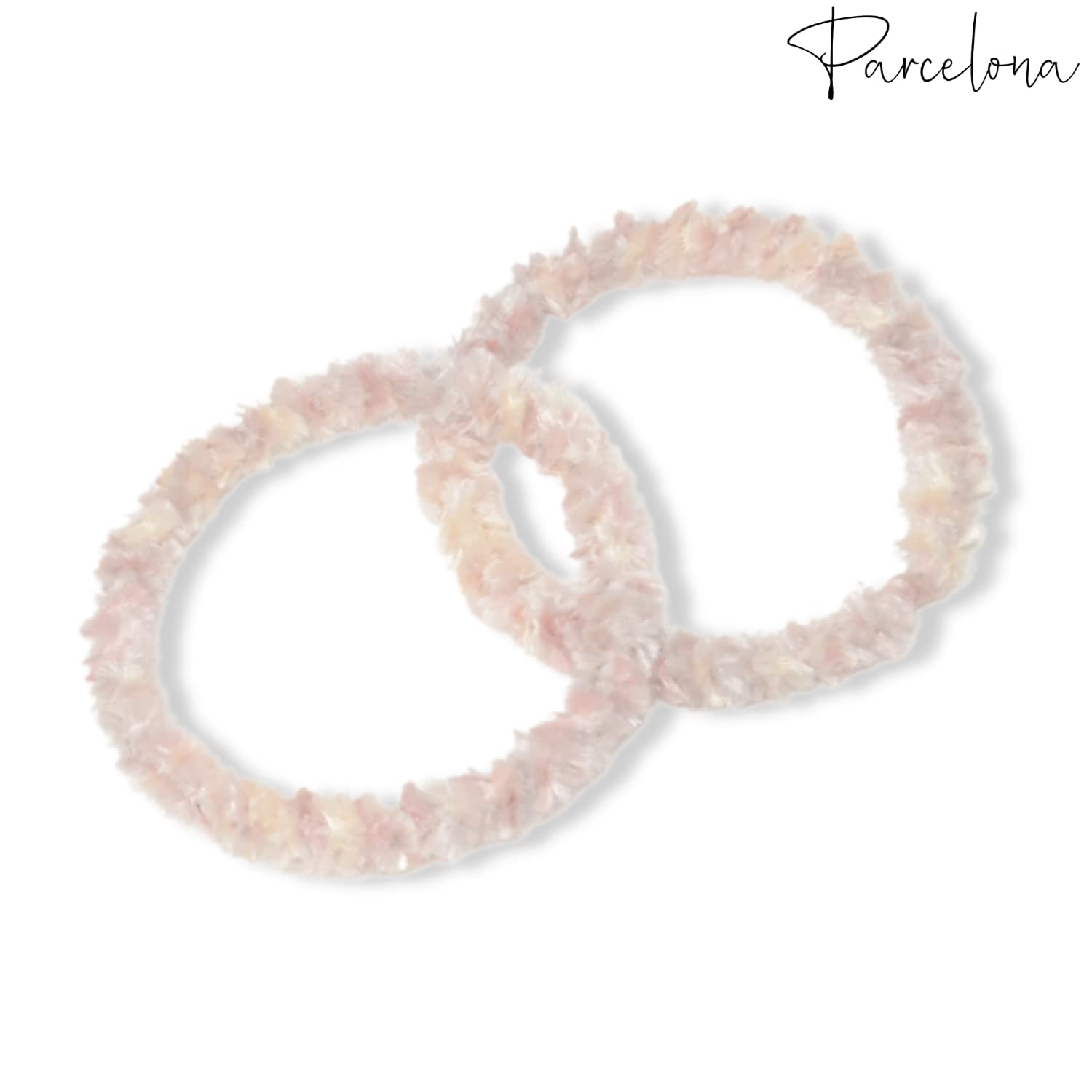 Parcelona Flexible Set of 4 Chenille Ponytail Holder Elastic Hair Ties