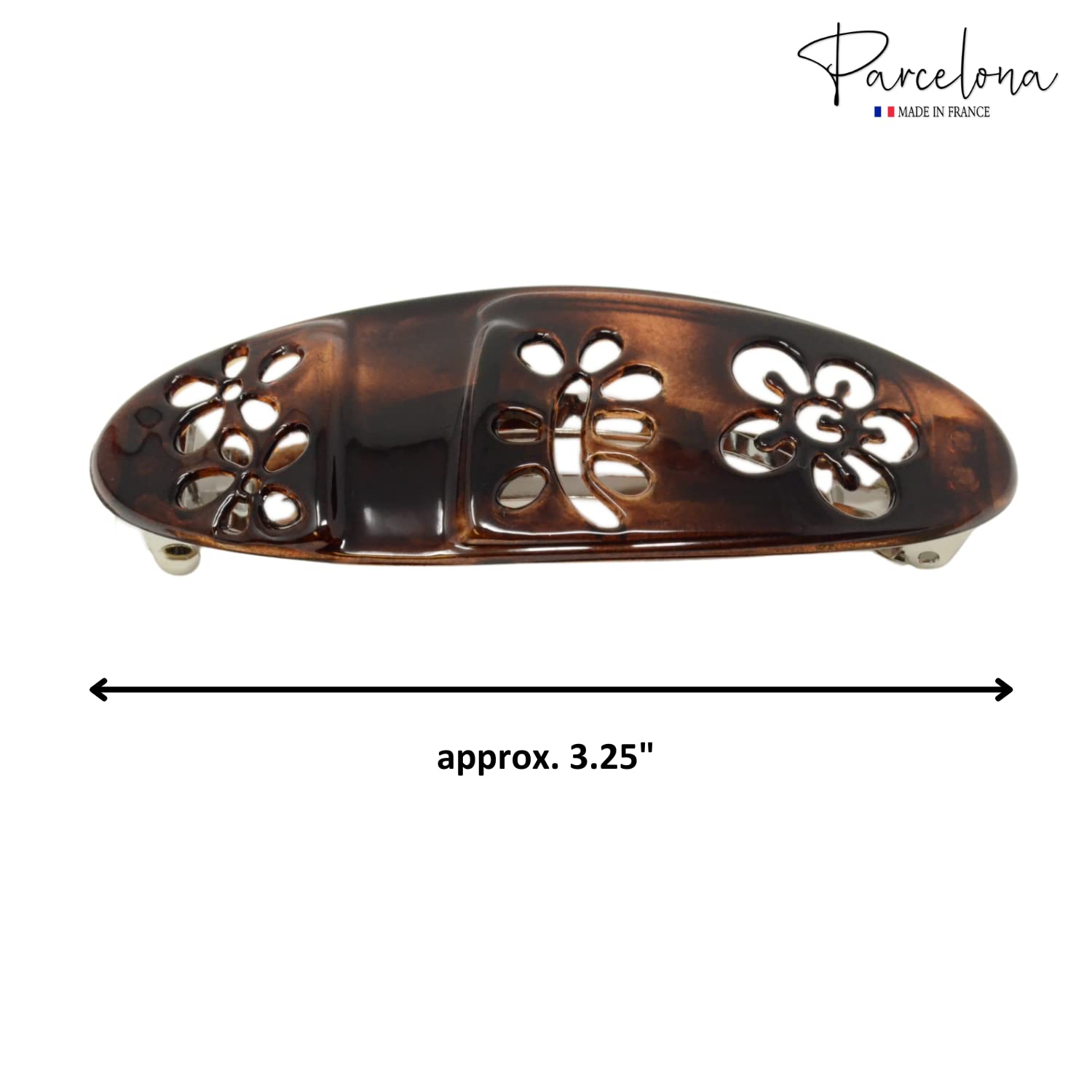 Parcelona French Tige De La Fleur Oval Medium Cellulose Tortoise Shell Hair Clip