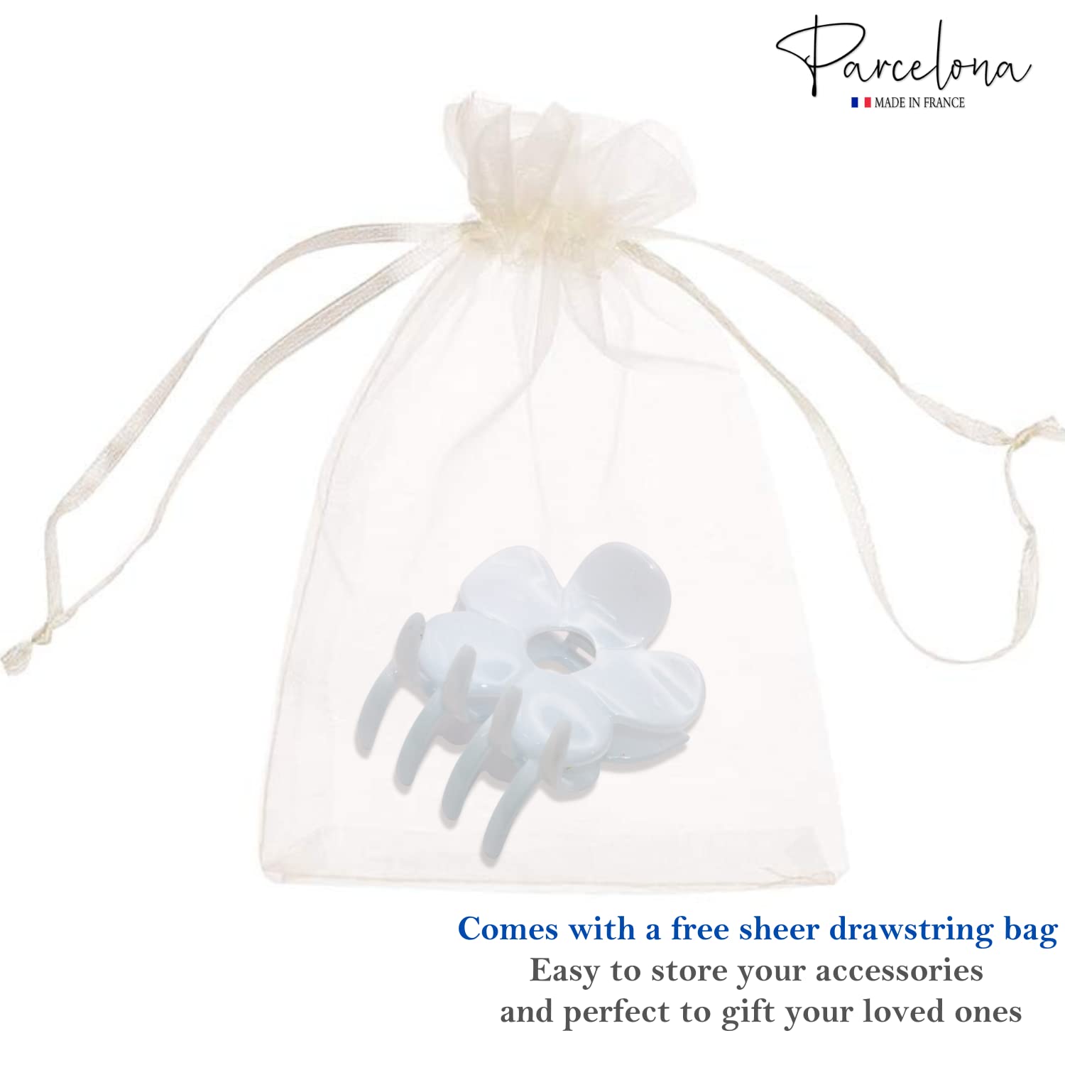 Parcelona French Big Flower Hair Claw 2.75" Jaw Clip Cellulose Acetate Hair Accessories