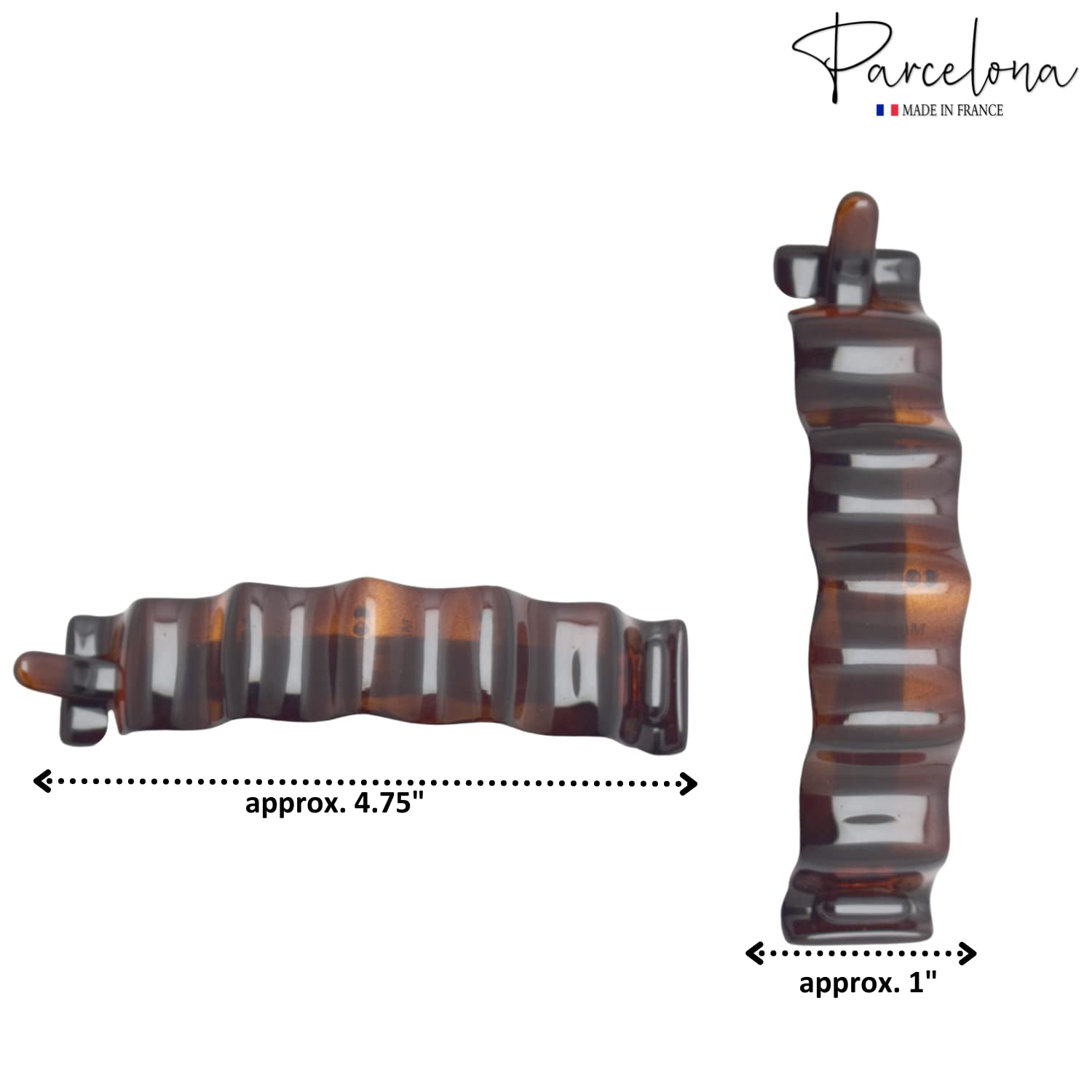 Parcelona French Crinkled Tortoise Shell Large Non Metal Hair Clip Barrette
