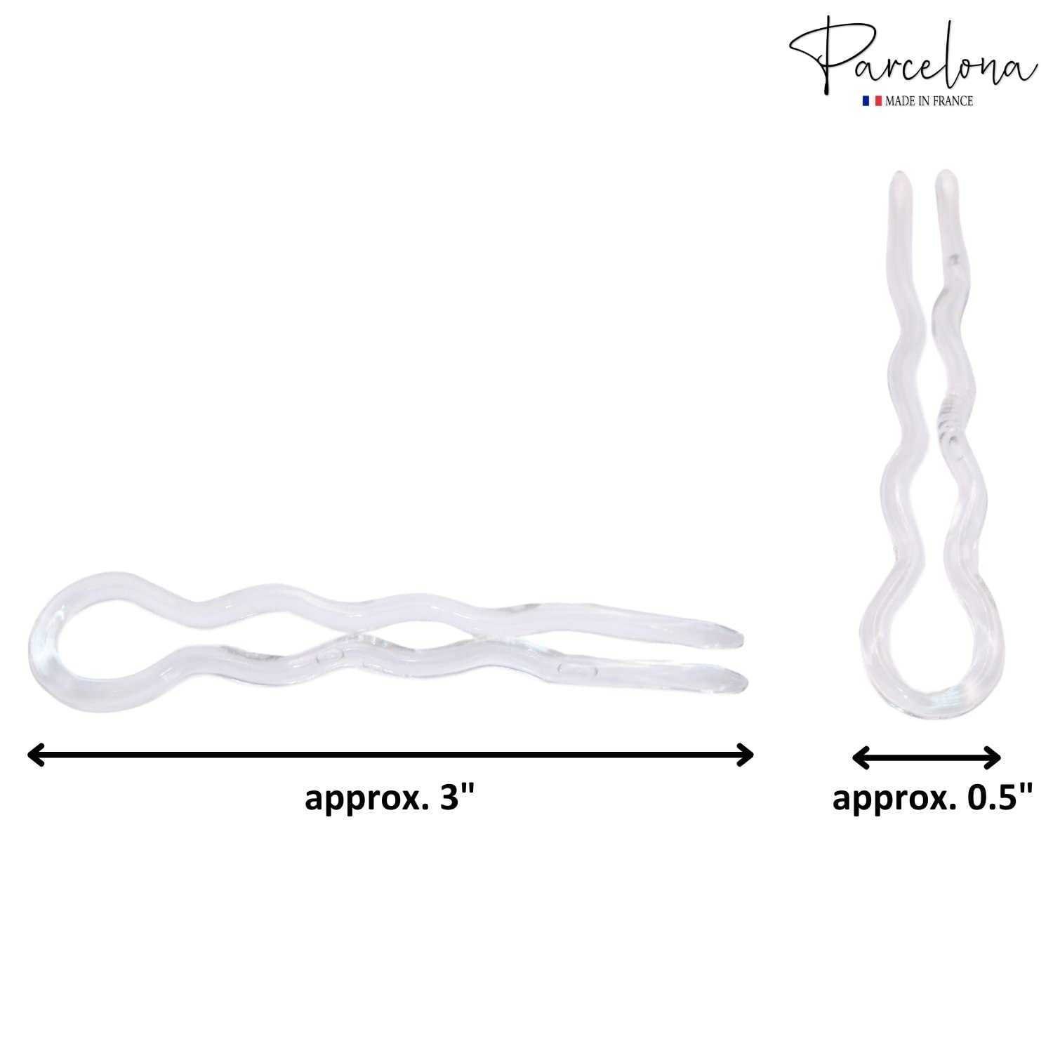 Parcelona French Slick Medium Celluloid Acetate Wavy U Shaped Hair Pin for Women
