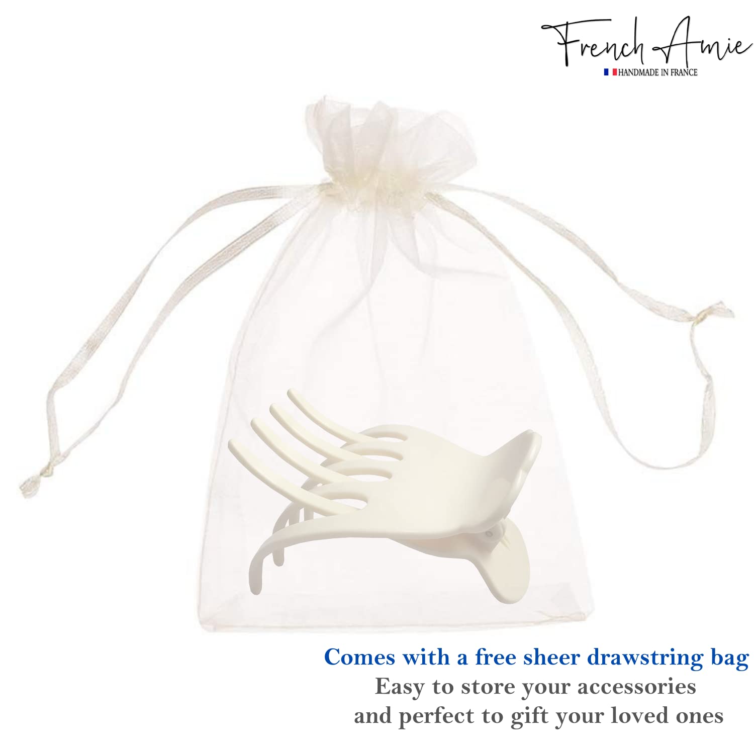 French Amie Scoop Large Cellulose Handmade Hair Side Slider Beak Jaw Claw Clip