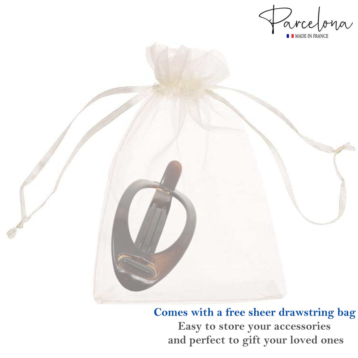 Parcelona French Plain Oval Small Cellulose Metal Free Hair Barrette for Women