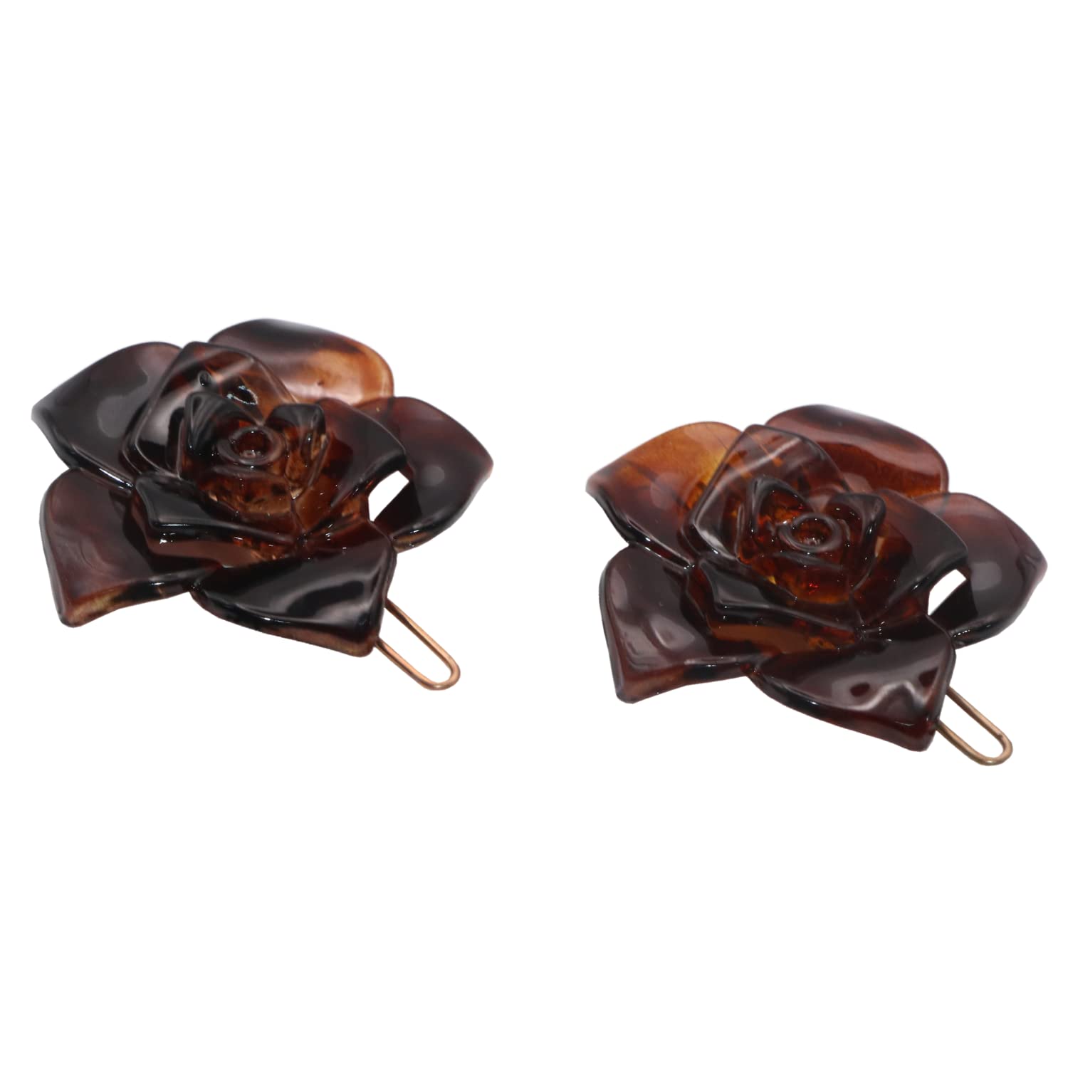 Parcelona French Flower Small 1.5" Cellulose Side Slide Snap Barrettes for Women