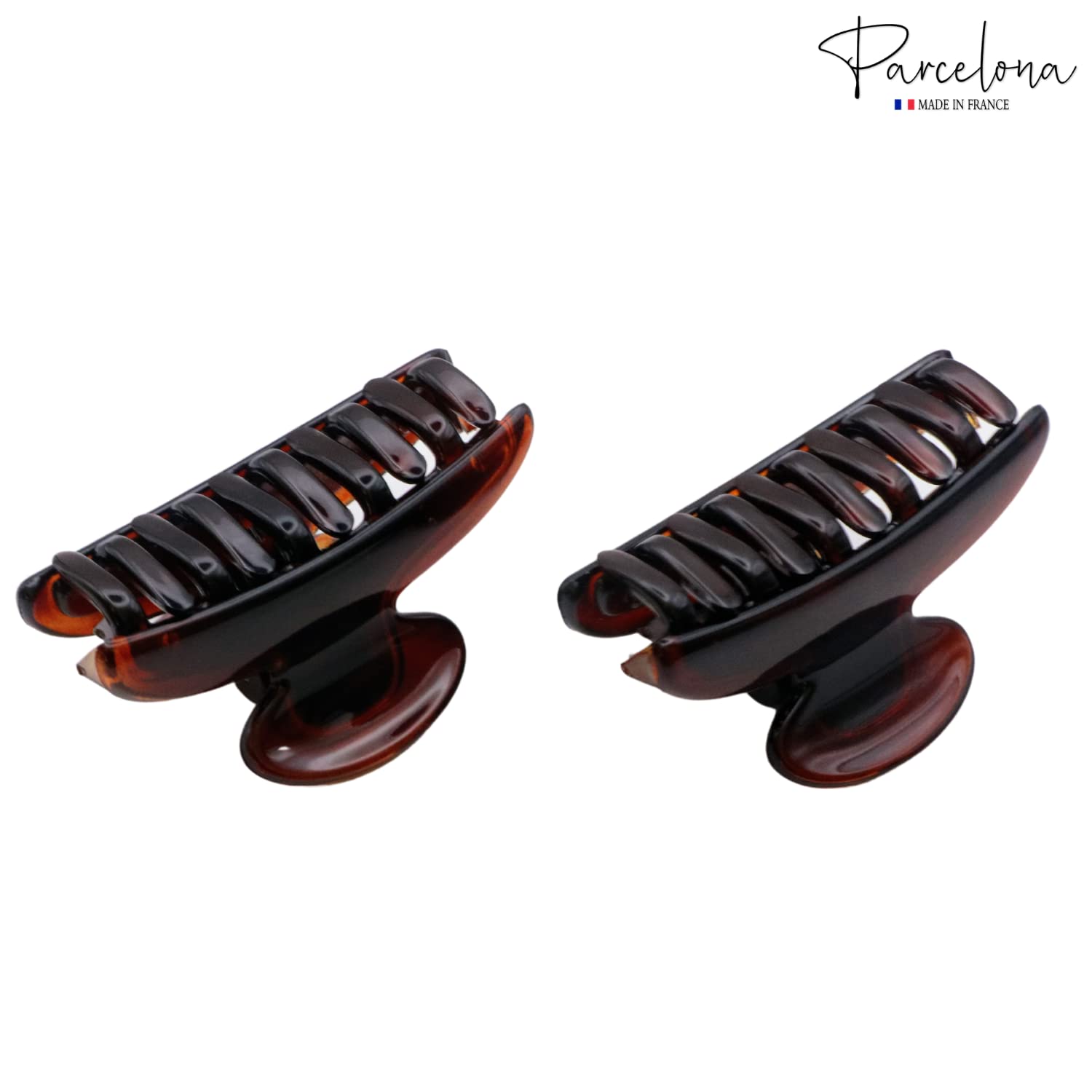 Parcelona French Glossy Oval Small 2.5" Cellulose Set of 2 Jaw Hair Claw Clips
