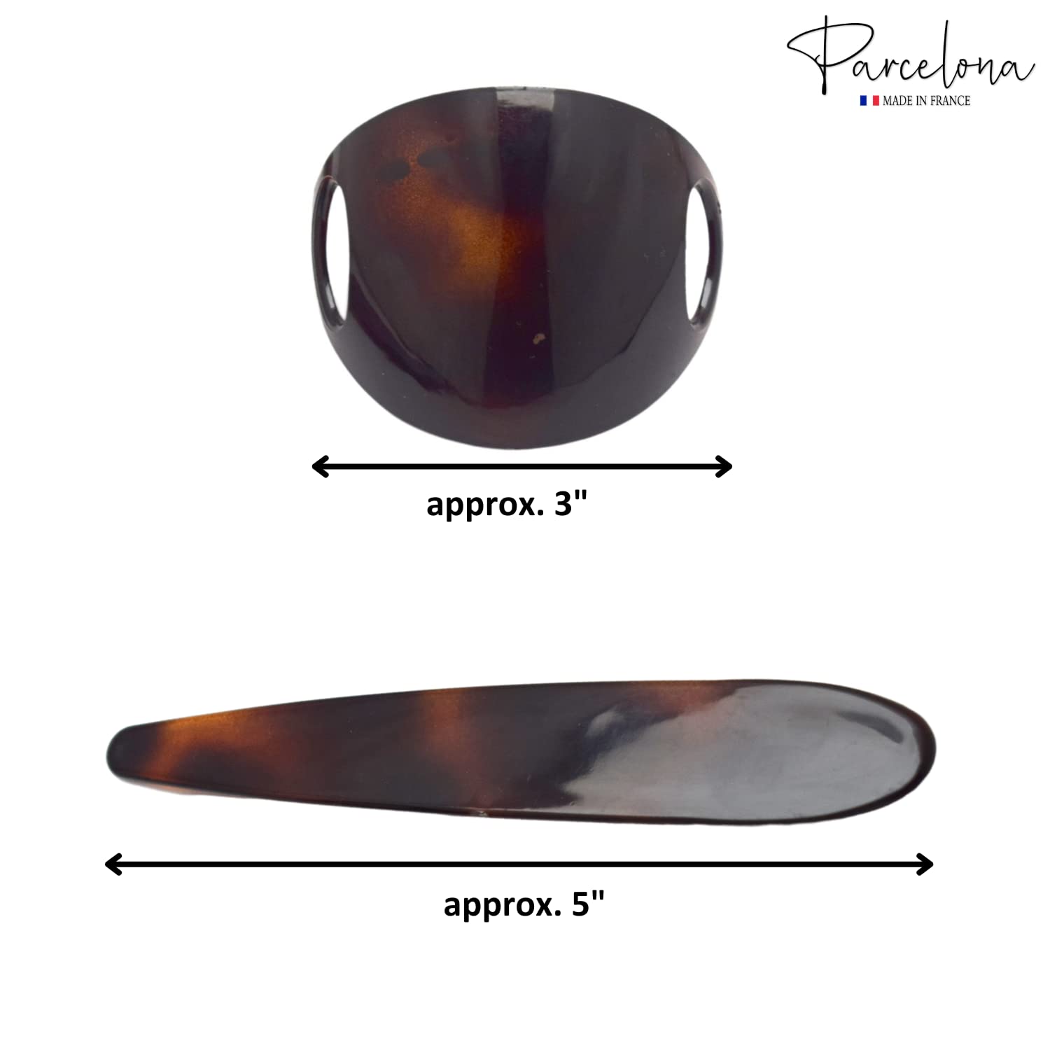 Parcelona French Classic 3" Cellulose Hair Slider Bun Cover Clip with Stick
