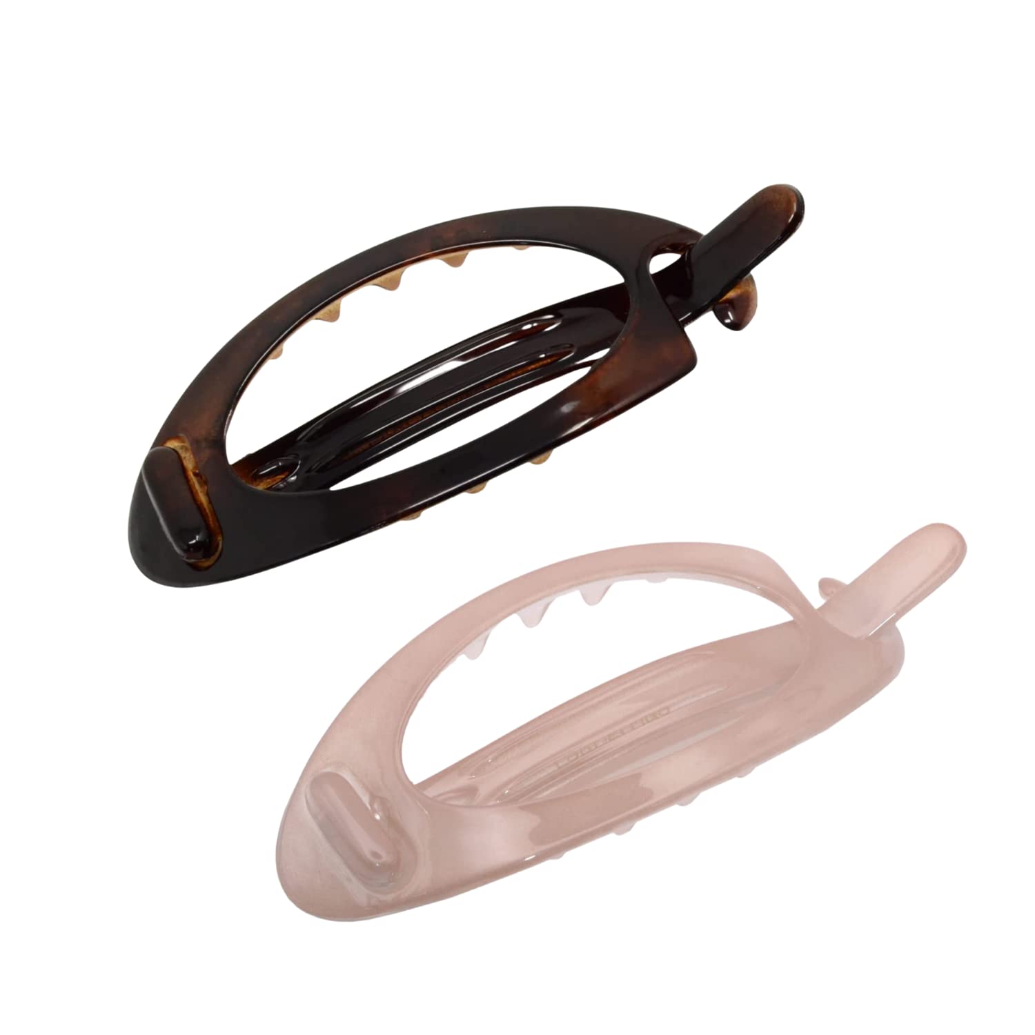 Parcelona French Plain Oval Small Cellulose Set of 2 Metal Free Hair Barrettes