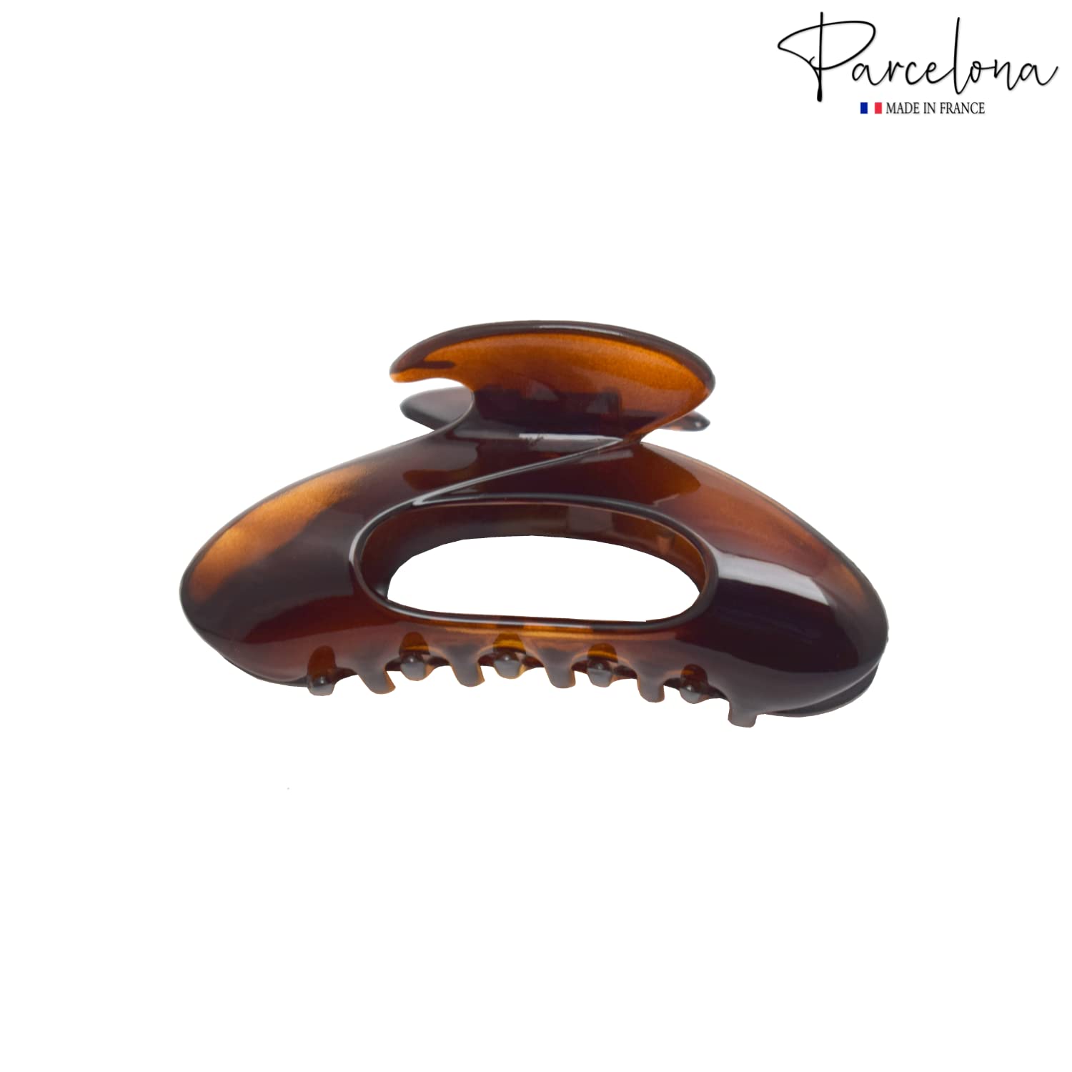 Parcelona France Ovale Medium 3.5 Inches Covered Spring Cellulose Hair Claw Clip